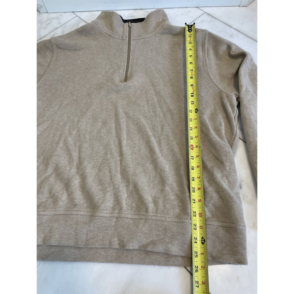 TailorByrd 100% Cotton Oatmeal Quarter Zip Pullover Sweater Golf - Picture 2 of 5